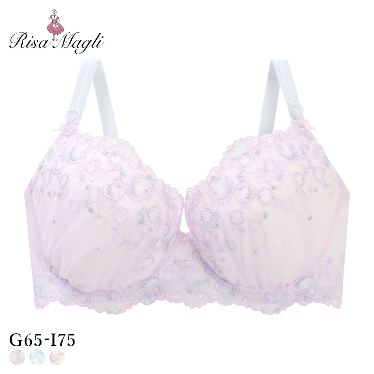 リサマリ アンチェ ブラジャー グラマーブラ Glamor Bra バストアップタイプ GHI 大きいサイズ Risa Magli(LV-ラベンダー-G65)