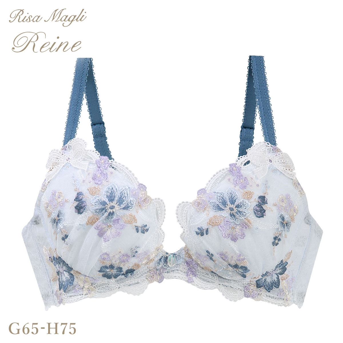 リサマリ レーヌ ダニエラ 3/4カップ ブラジャー GH グラマーブラ V Make Type 大きいサイズ 単品 Risa Magli Reine(BU-ブルー-G65)