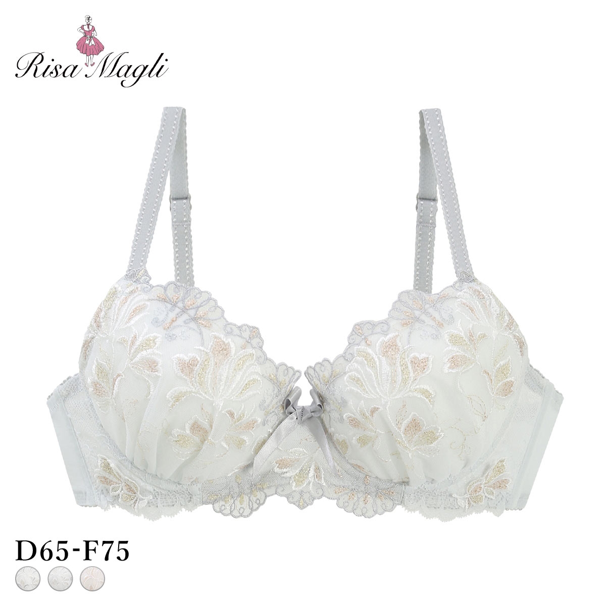 リサマリ リーゼル ブラジャー Side Shape サイドシェイプ DEF 谷間ブラ 大きいサイズ Risa Magli(SX-サックス-D65)