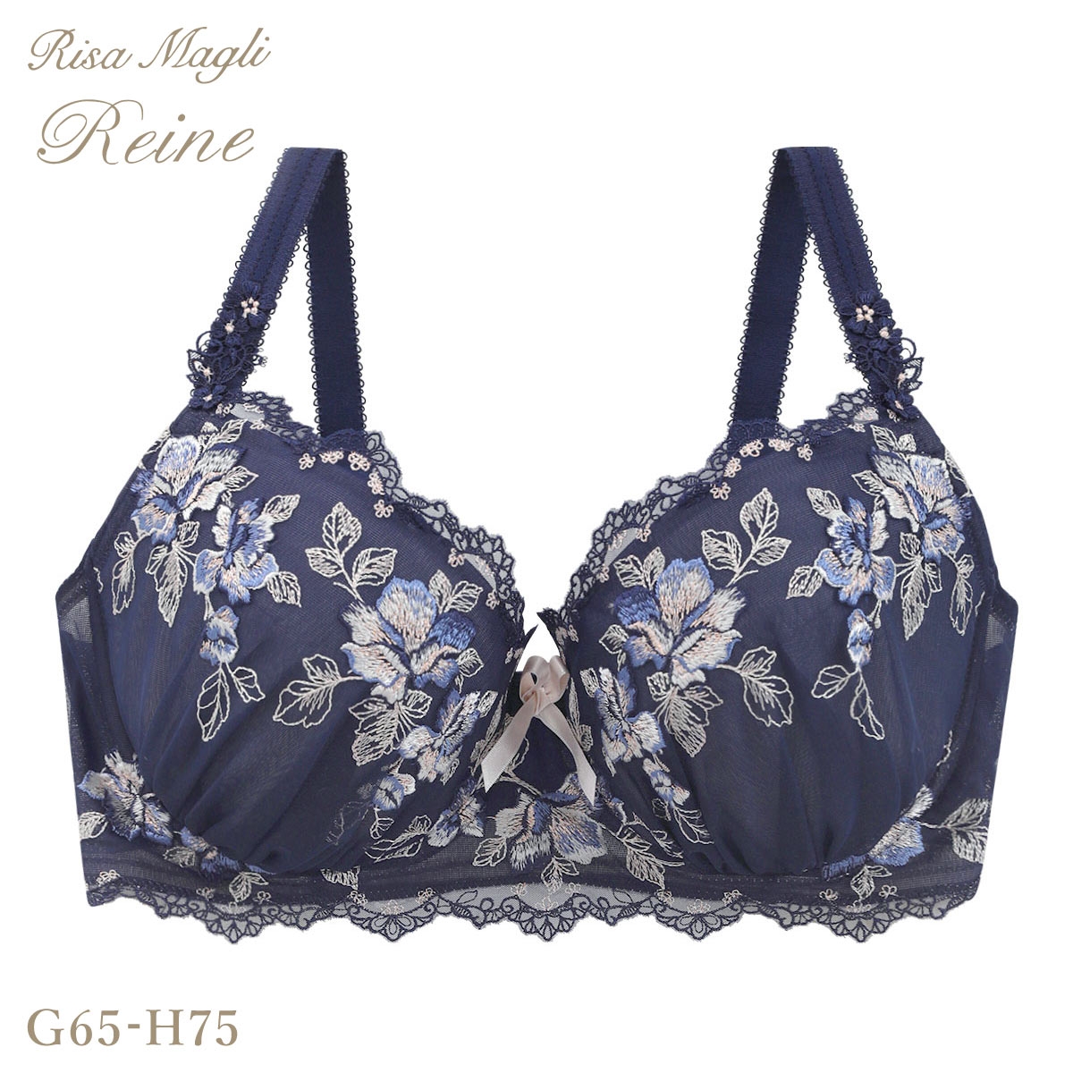 リサマリ レーヌ マルレーン ブラジャー GH グラマーブラ S Make Type 大きいサイズ 単品 Risa Magli Reine(NV-ネイビー-G65)