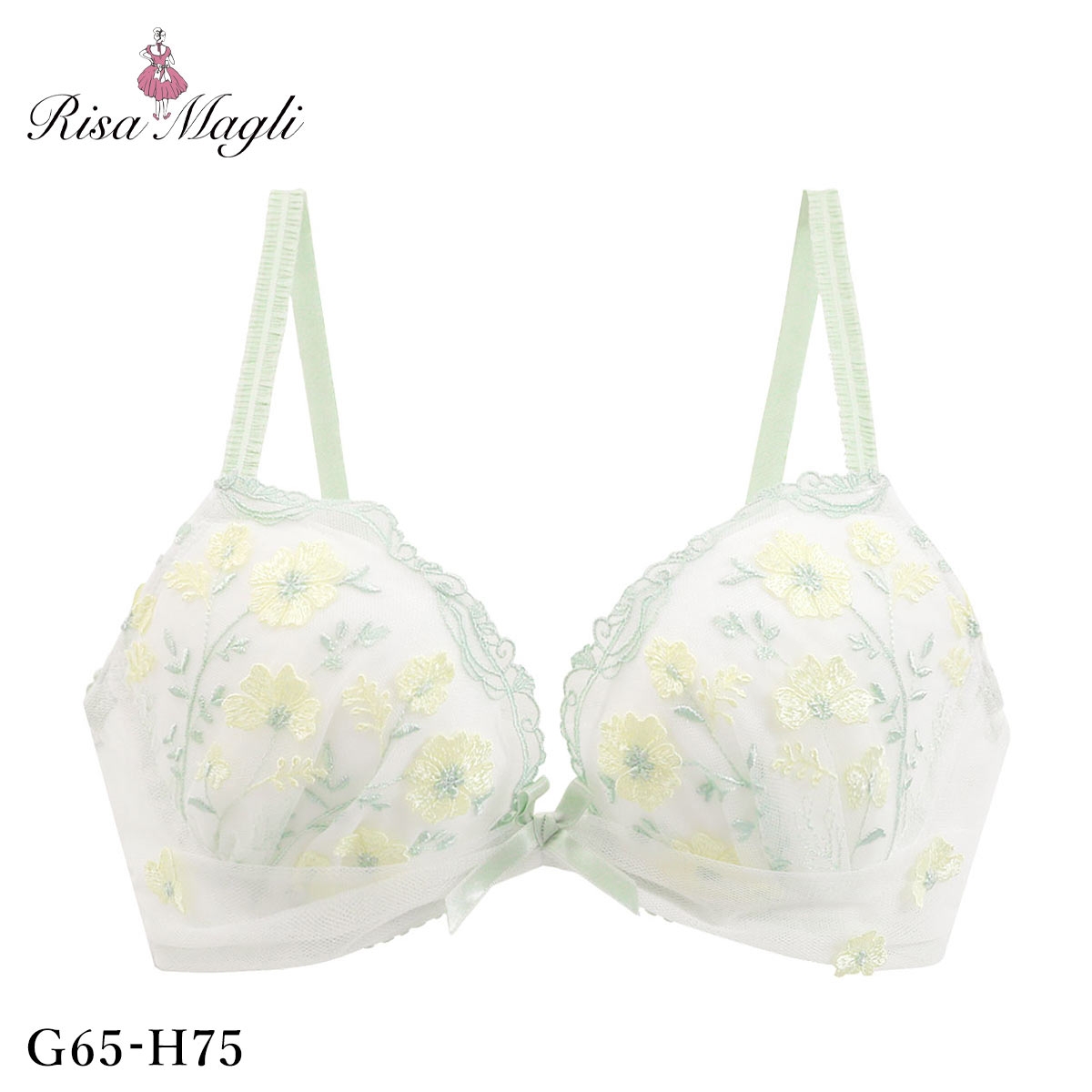 リサマリ ラーレ ブラジャー GH グラマーブラ サイドすっきりタイプ 大きいサイズ Risa Magli(YE-イエロー-G65)