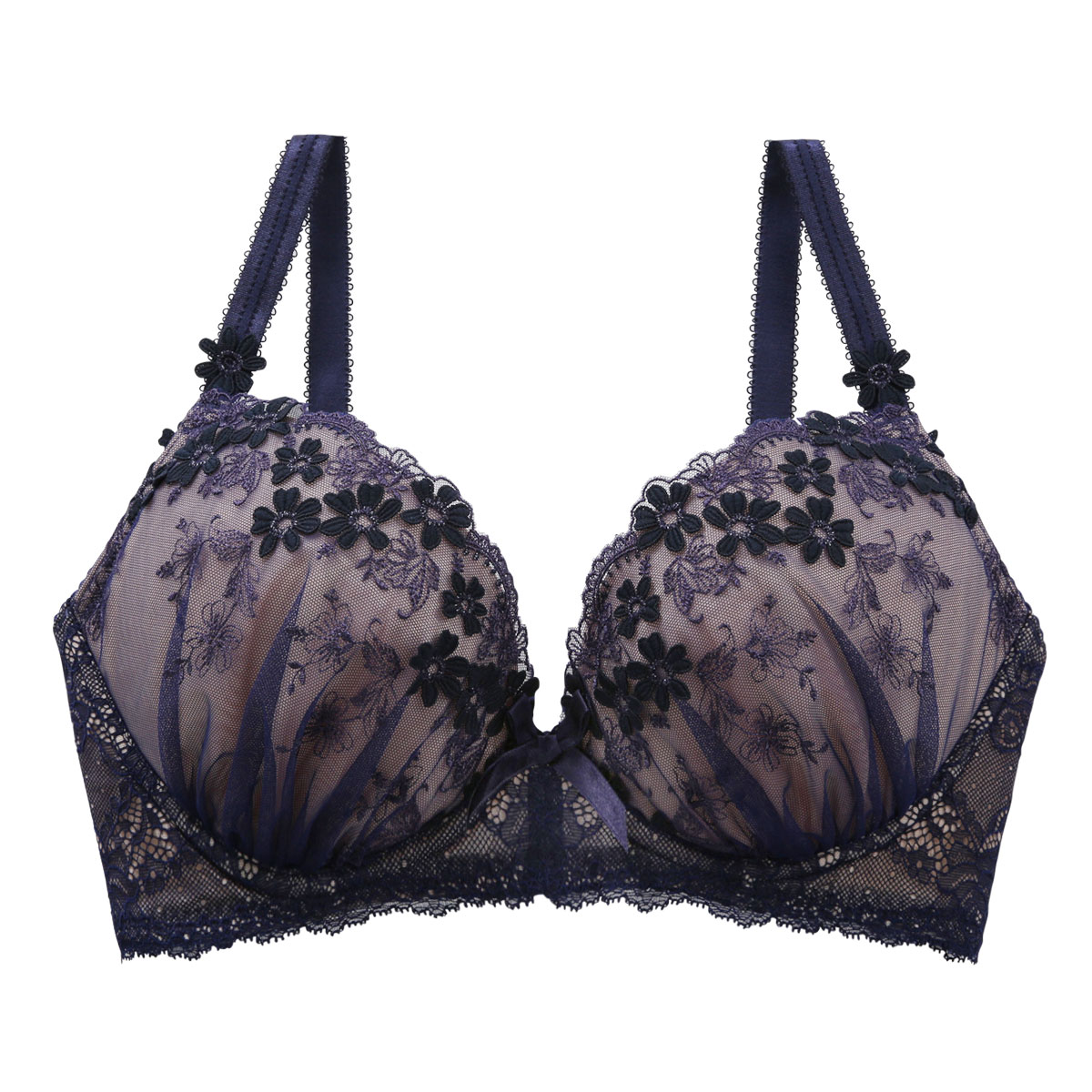 リサマリ Risa Magli レーヌ Reine アンティア 3/4カップ ブラジャー GH 単品(NV-ネイビー-G65)