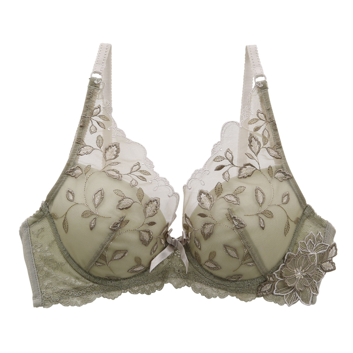 リサマリ Risa Magli ライナ ブラジャー BCD 谷間ブラ 単品(GR-グリーン-B65)