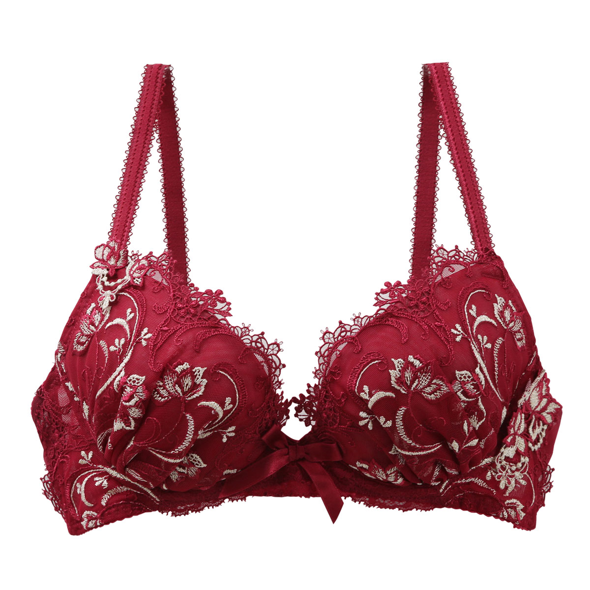 リサマリ Risa Magli レーヌ Reine フラフィー 3/4カップ ブラジャー EF 谷間ブラ 単品(RE-レッド-E65)