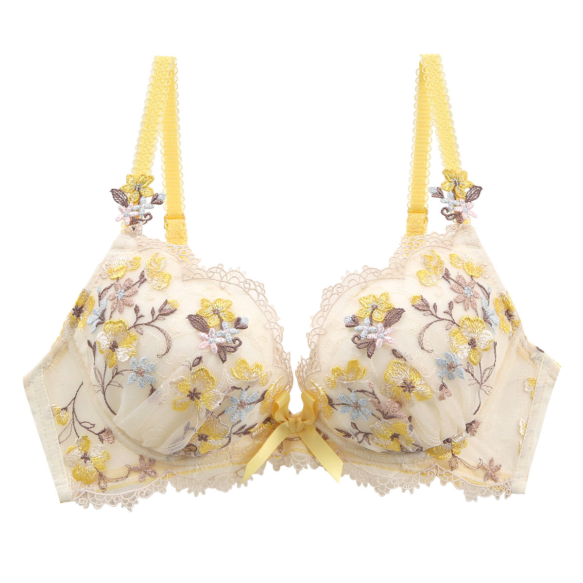 リサマリ Risa Magli レーヌ Reine アン・マリー 3/4カップ ブラジャー EF 谷間ブラ 単品(YE-イエロー-E65)