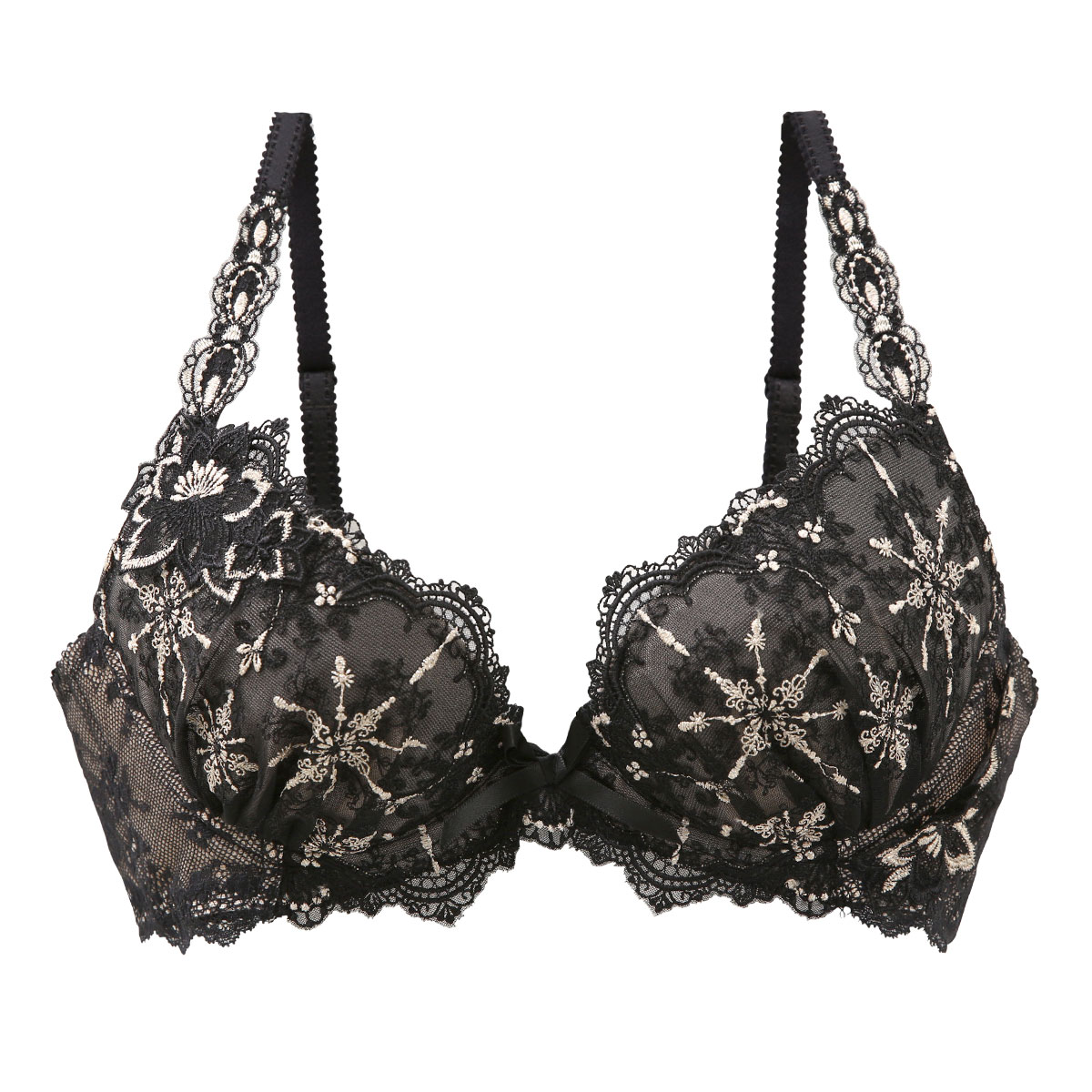 リサマリ Risa Magli レーヌ Reine ファビエンヌ 3/4カップ ブラジャー EF 谷間ブラ 単品(BK-ブラック-E65)