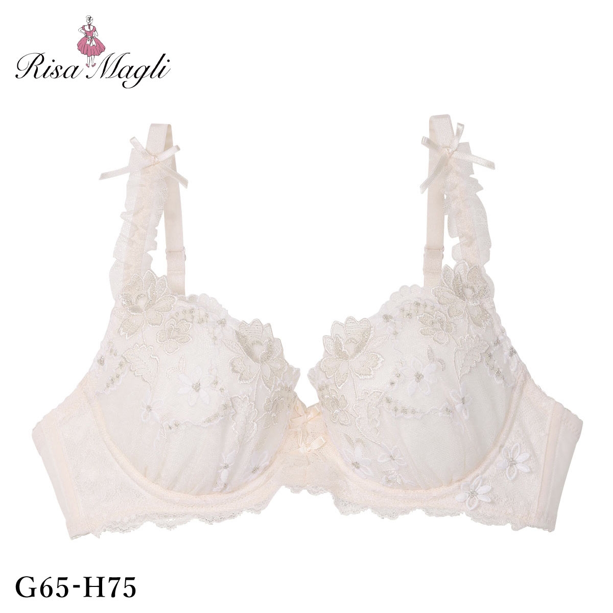 リサマリ セーヌ ブラジャー Glamor Bra グラマーブラ バストアップタイプ GH 大きいサイズ Risa Magli(LPI-薄ピンク-G65)