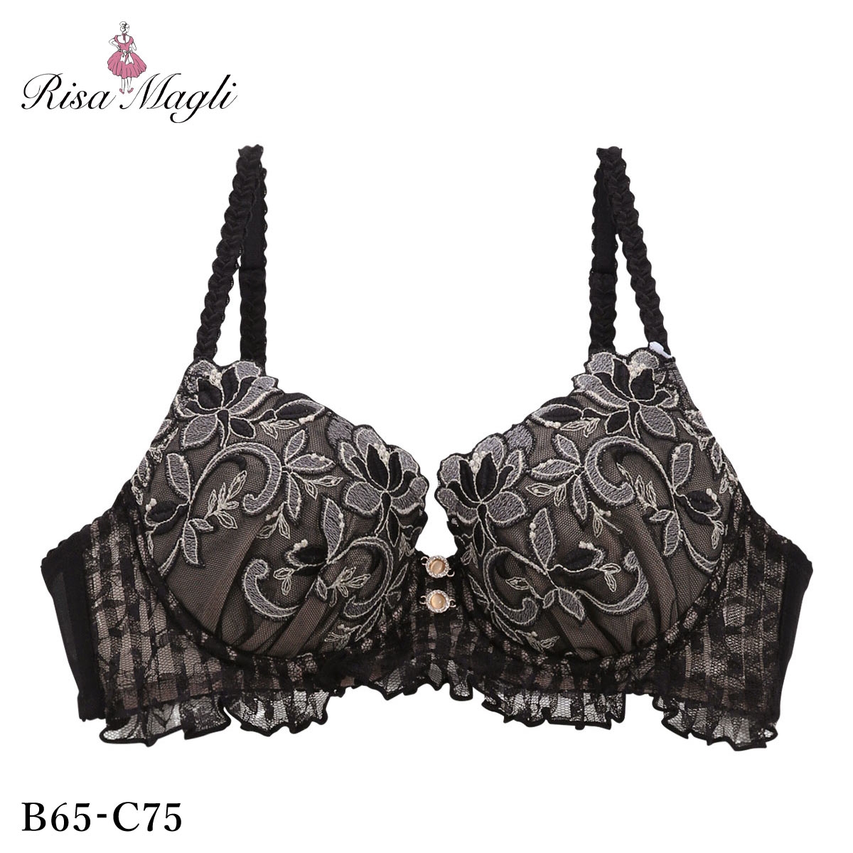 リサマリ ナタリー ブラジャー サイドシェイプ Side Shape BC 谷間ブラ Risa Magli(BK-ブラック-B65)