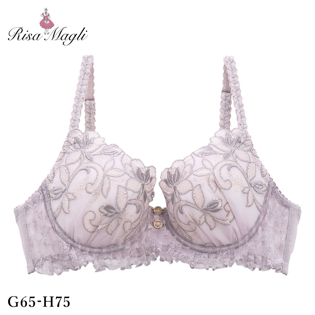 リサマリ ナタリー 3/4カップ ブラジャー GH グラマーブラ バストアップタイプ Glamor Bra 大きいサイズ Risa Magli(PU-パープル-G65)