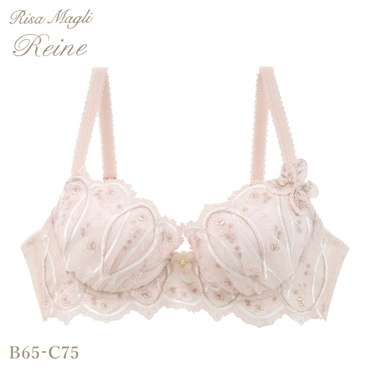 リサマリ レーヌ ティターニア 3/4カップ ブラジャー N Make Type BC 丸胸 Risa Magli Reine(LPI-薄ピンク-B65)