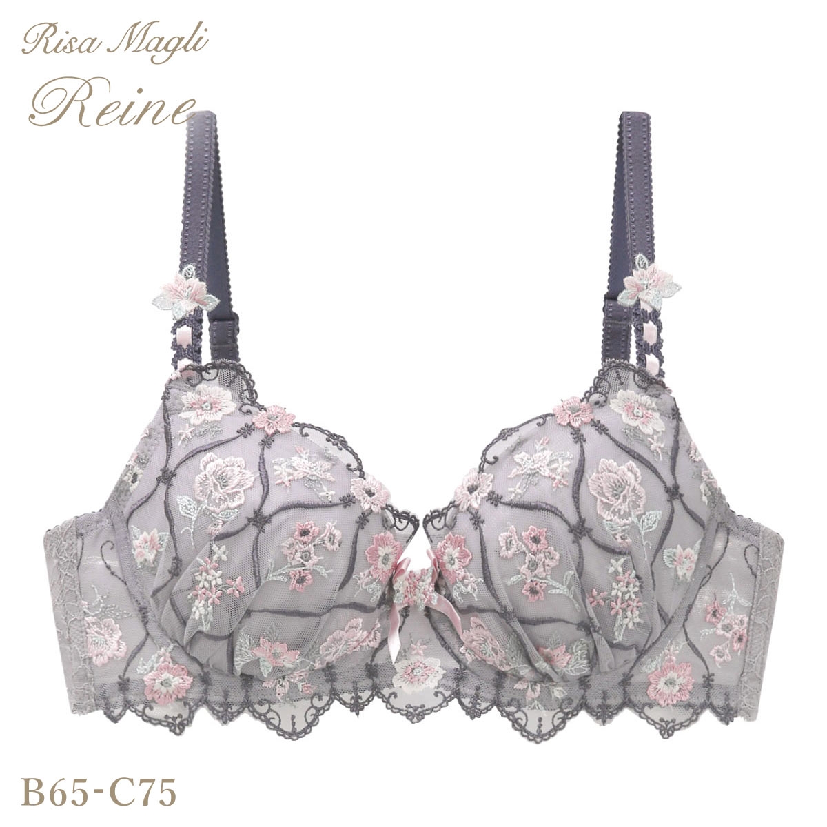 リサマリ レーヌ プルメリア ブラジャー S Make Type BC 谷間ブラ 単品 Risa Magli Reine(GY-グレー-B65)