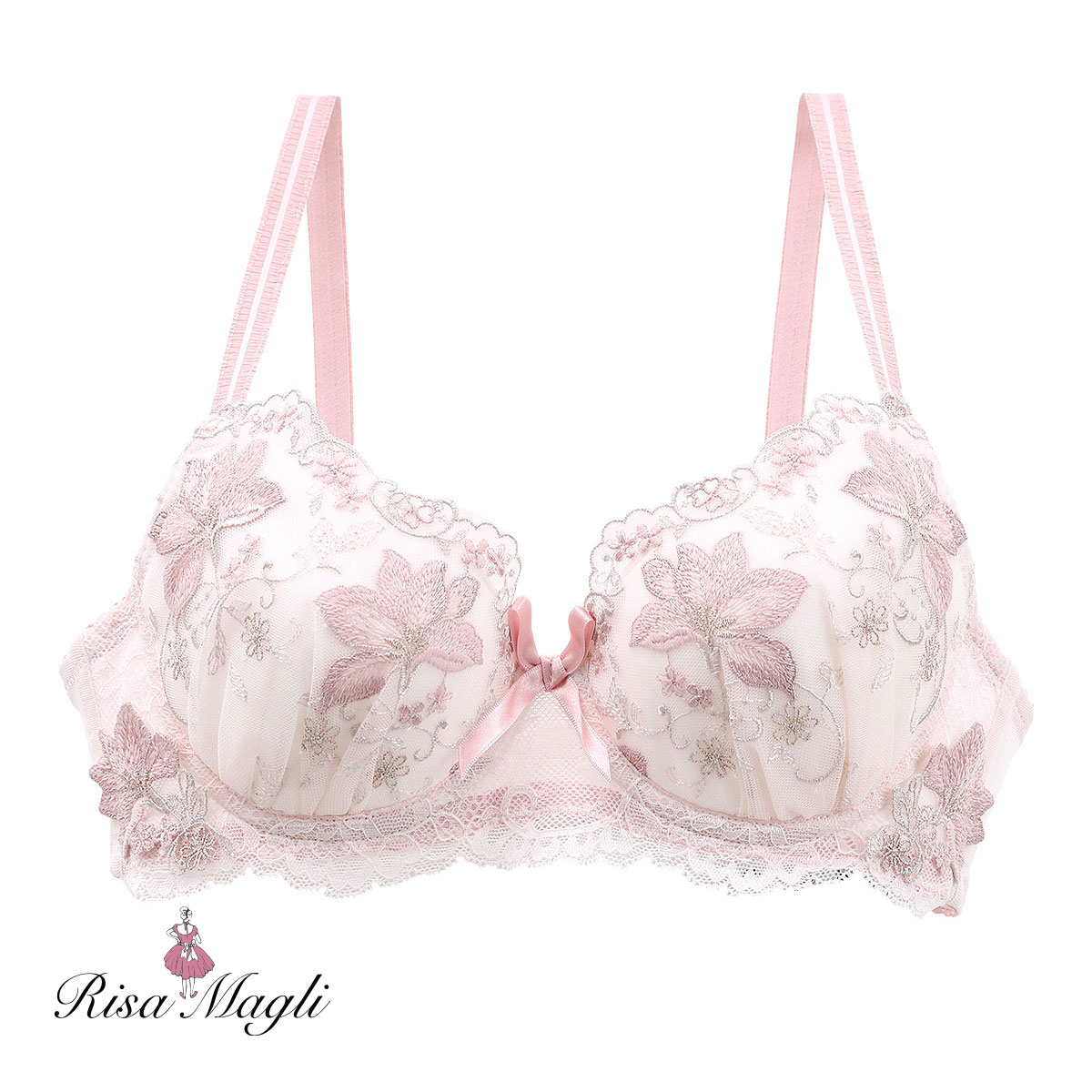 リサマリ Risa Magli フルーリ ブラジャー BCD 谷間ブラ 単品(PI-ピンク-B65)