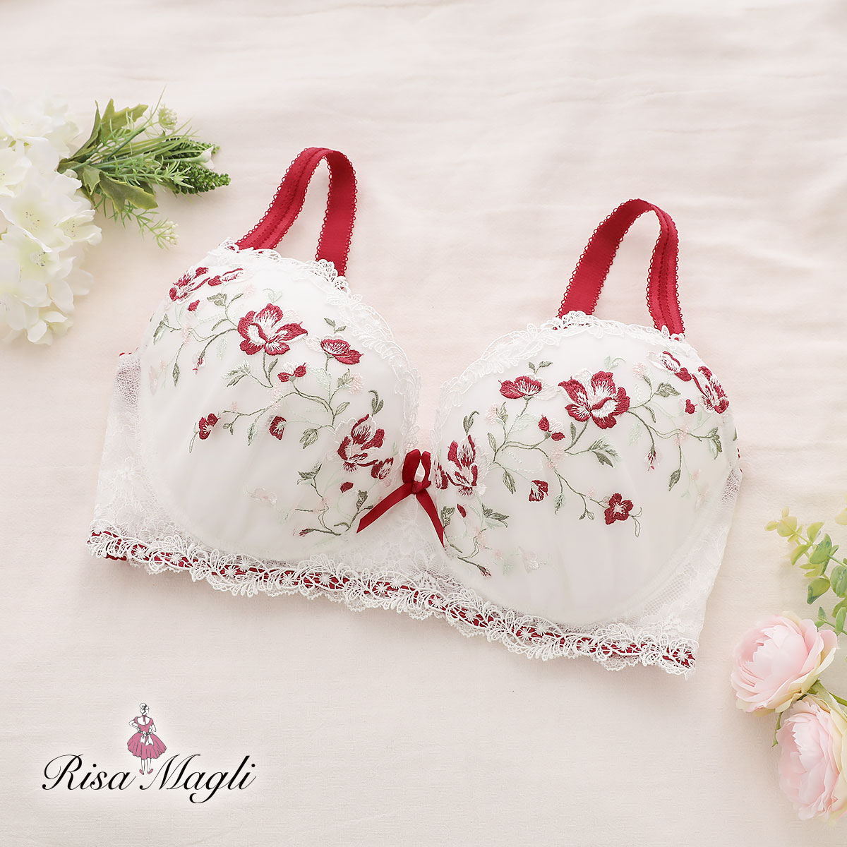 リサマリ Risa Magli ミステル ブラジャー GH グラマーブラ 単品(RE-レッド-G65)