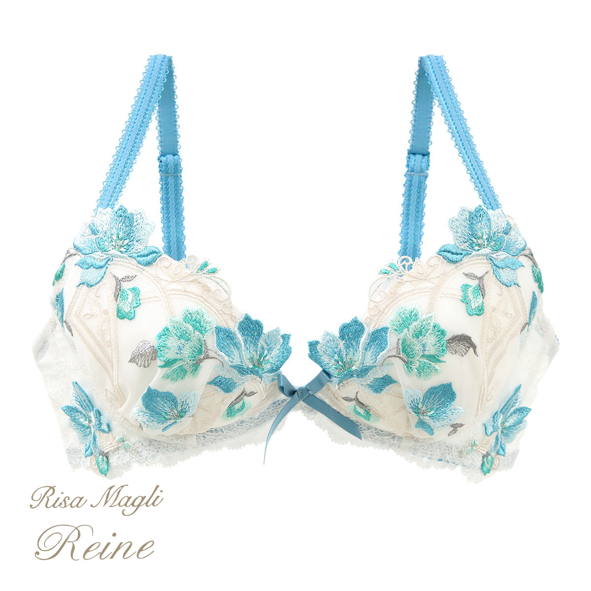 リサマリ Risa Magli レーヌ Reine セレスト 3/4カップ ブラジャー BCD 谷間ブラ 単品(BU-ブルー-B65)