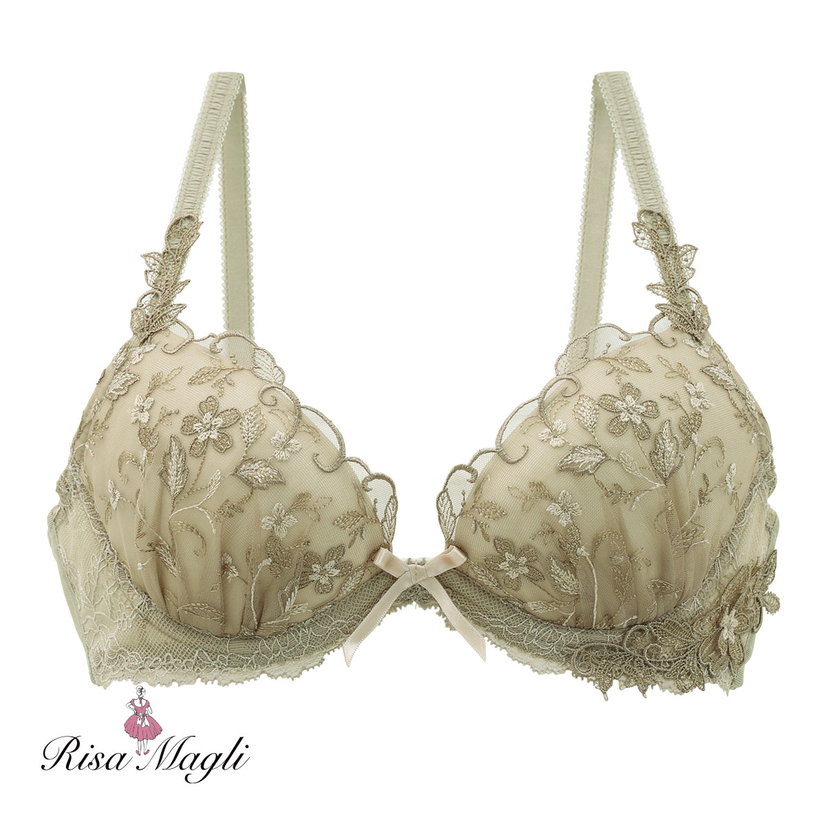 リサマリ Risa Magli ボーナ ブラジャー EF 大きいサイズ リサマリミラクル谷間ブラ 単品(KH-カーキ-E65)