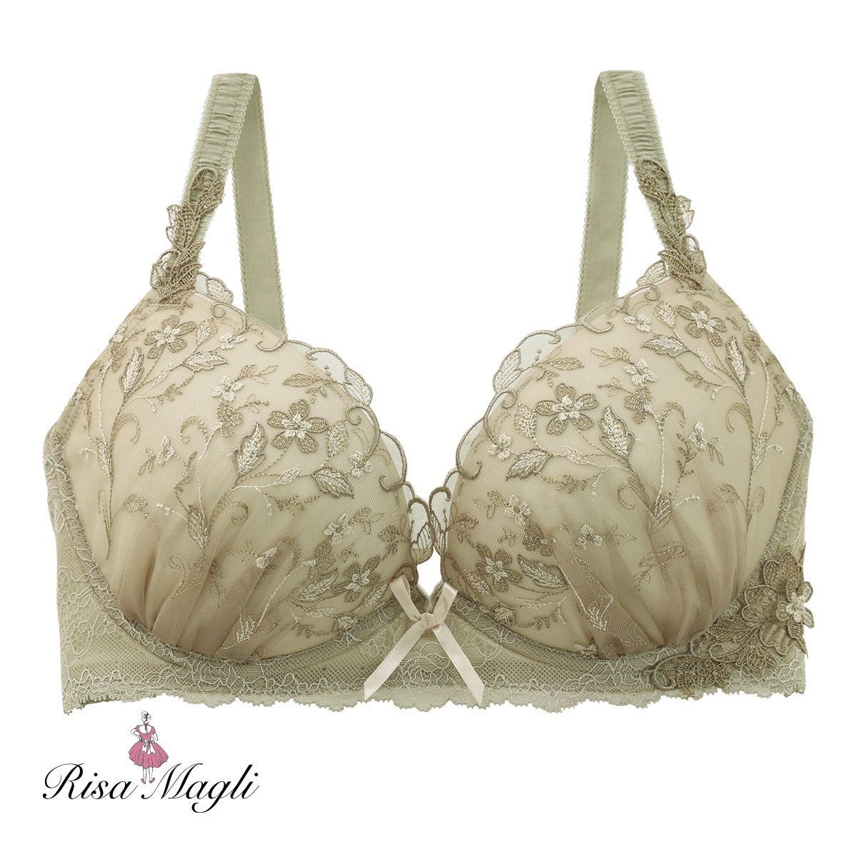 リサマリ Risa Magli ボーナ ブラジャー GH グラマーブラ 単品(KH-カーキ-G65)