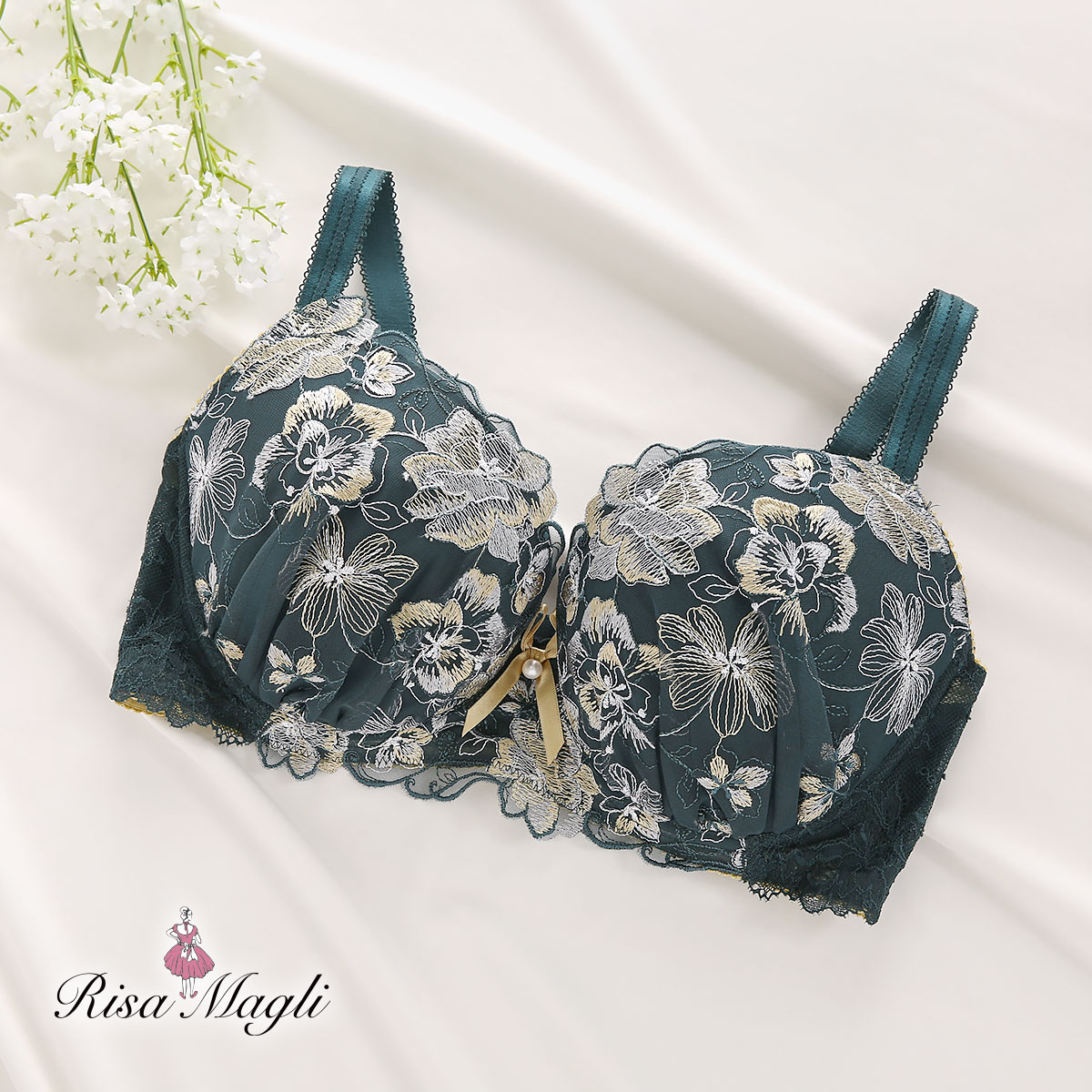 リサマリ Risa Magli アルメル ブラジャー GHI 大きいサイズ 単品(GR-グリーン-G65)