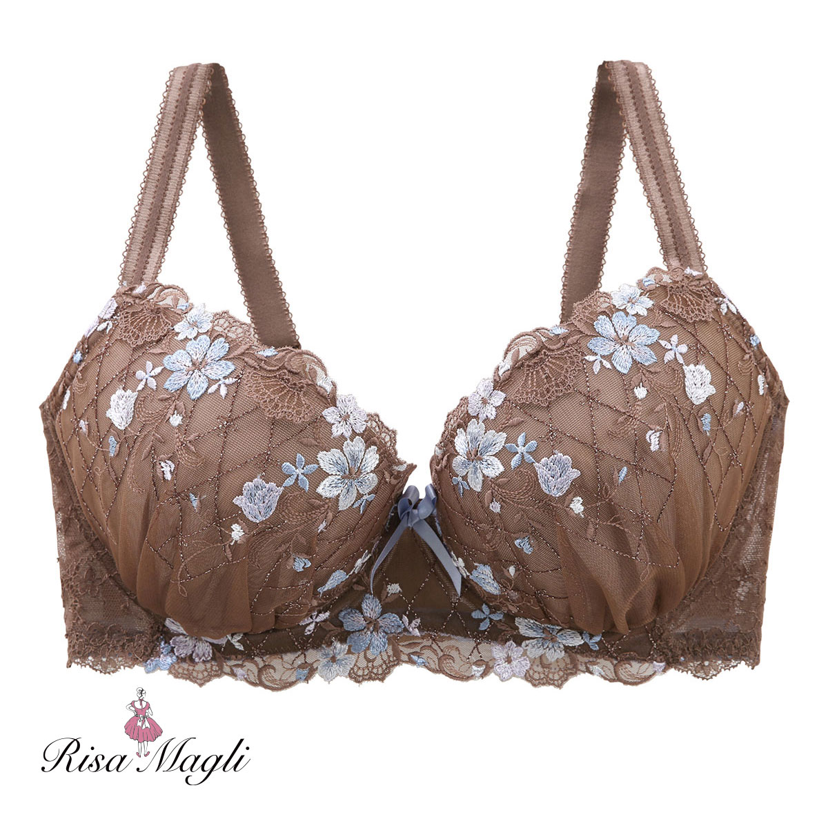 リサマリ Risa Magli ハーパー ブラジャー GH グラマーブラ 大きいサイズ 単品(BR-ブラウン-G65)
