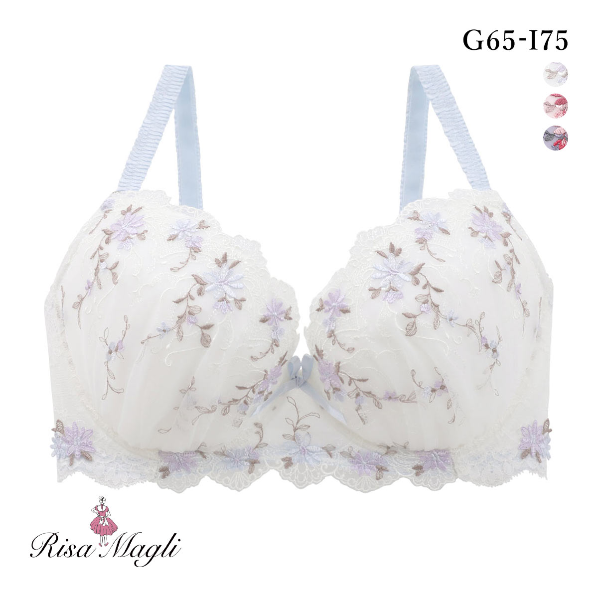 リサマリ フィオナ ブラジャー GHI 大きいサイズ グラマーブラ Risa Magli(IV-アイボリー-G65)