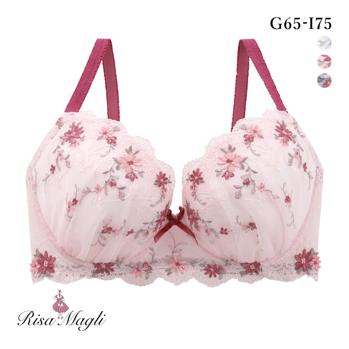リサマリ フィオナ ブラジャー GHI 大きいサイズ グラマーブラ Risa Magli(PI-ピンク-G65)