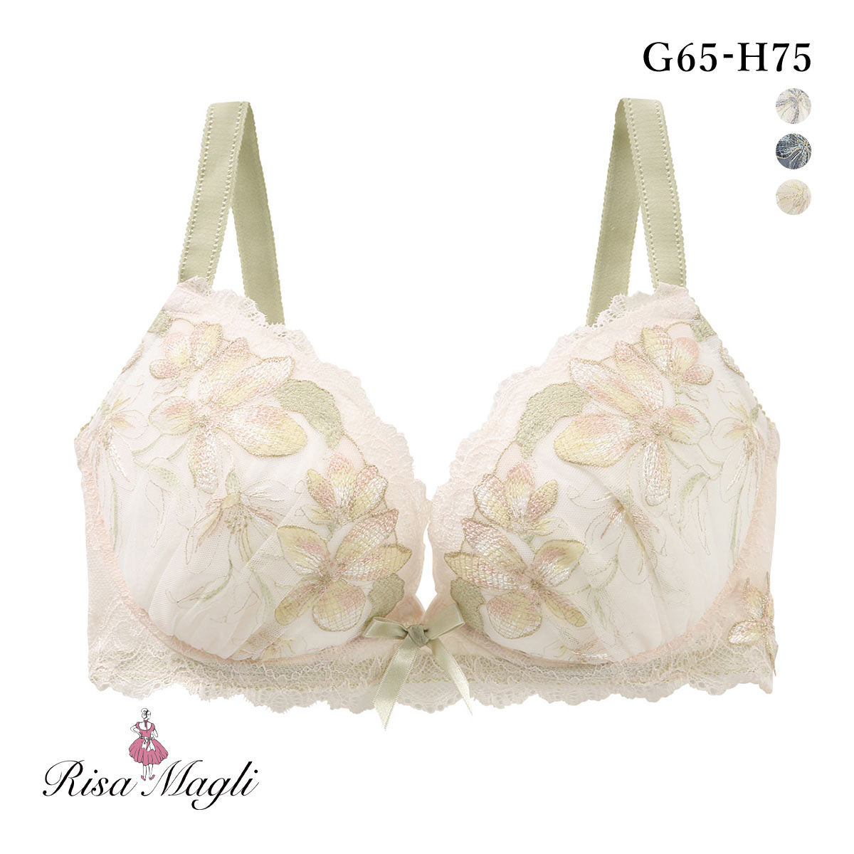 リサマリ イレーナ ブラジャー GH グラマーブラ Risa Magli(CR-クリーム-G65)