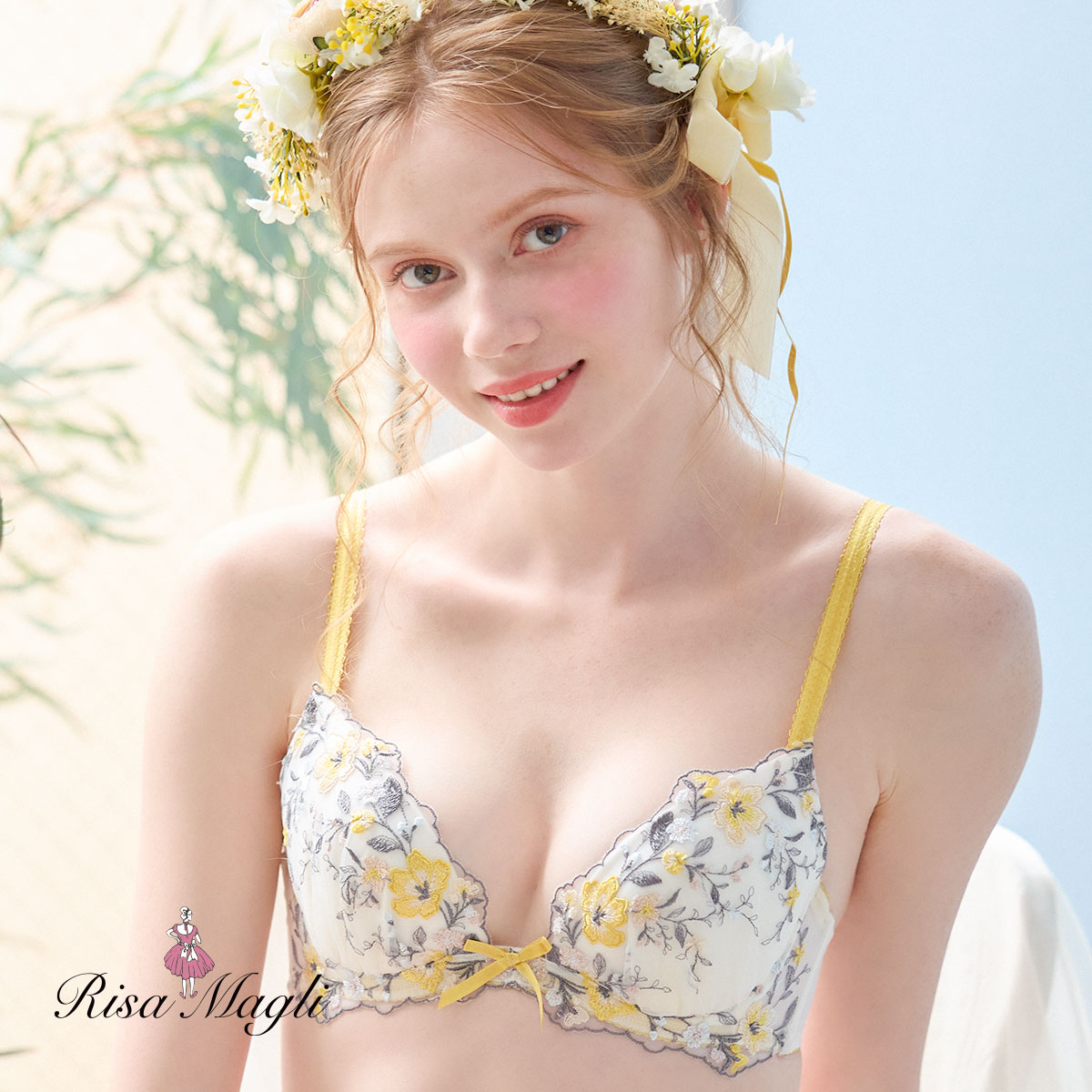 リサマリ Risa Magli シェンナ ブラジャー EF 大きいサイズ リサマリミラクル谷間ブラ 盛り 谷間 バストアップ L字ワイヤー 単品(YE-イエロー-E65)
