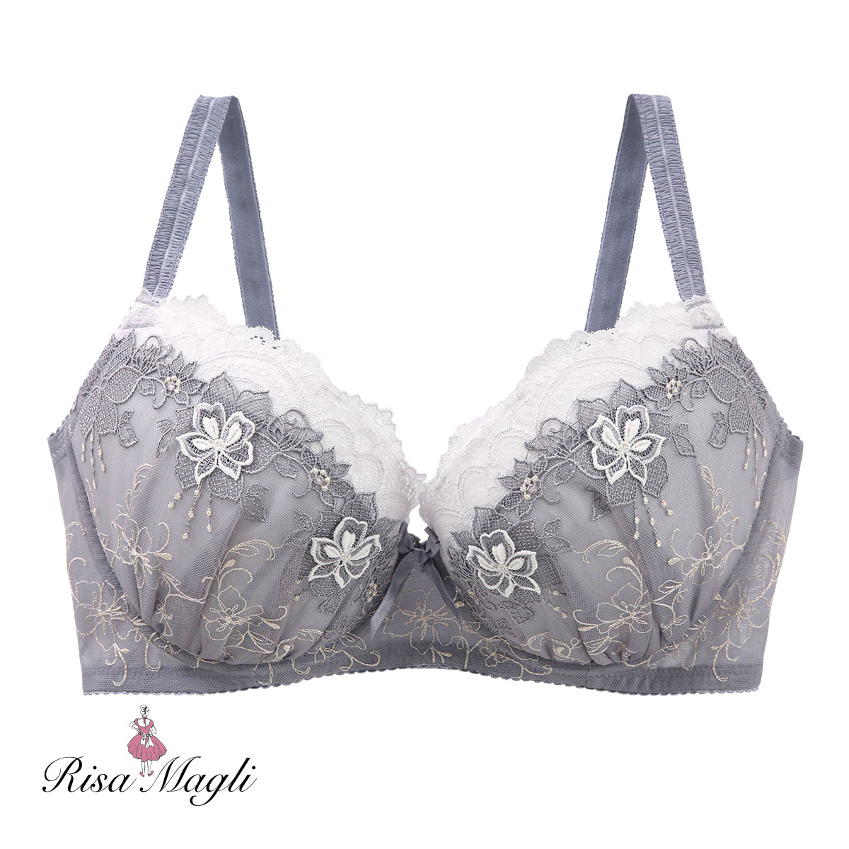 リサマリ Risa Magli マデリン ブラジャー GH 大きいサイズ 単品(GY-グレー-G65)