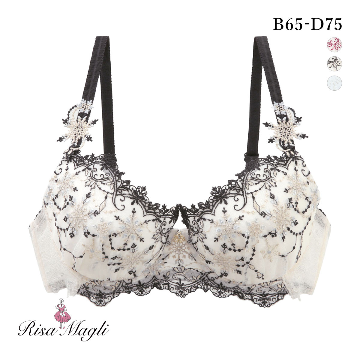 リサマリ グレッタ ブラジャー BCD 谷間ブラ Risa Magli(IV-アイボリー-B65)