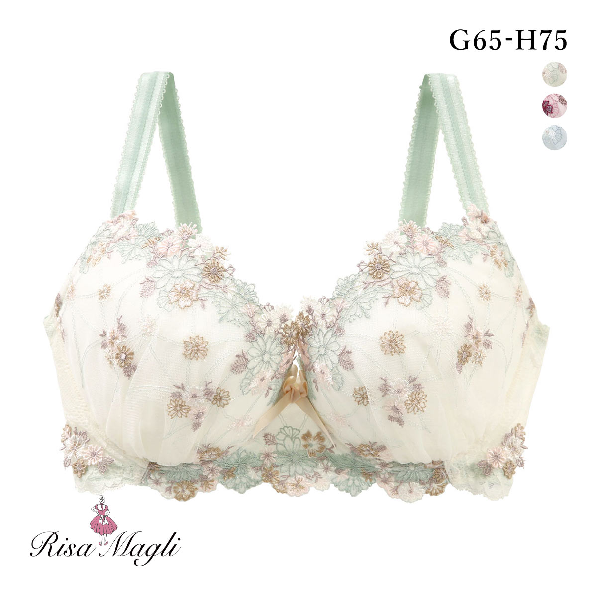 リサマリ アレッタ ブラジャー GH 大きいサイズ グラマーブラ Risa Magli(MI-ミント-G65)