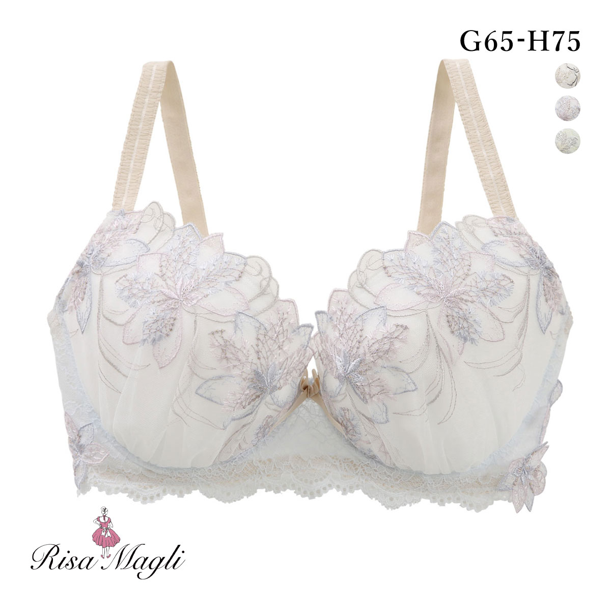 リサマリ ジェシカ ブラジャー GH グラマーブラ Risa Magli(BU-ブルー-G65)