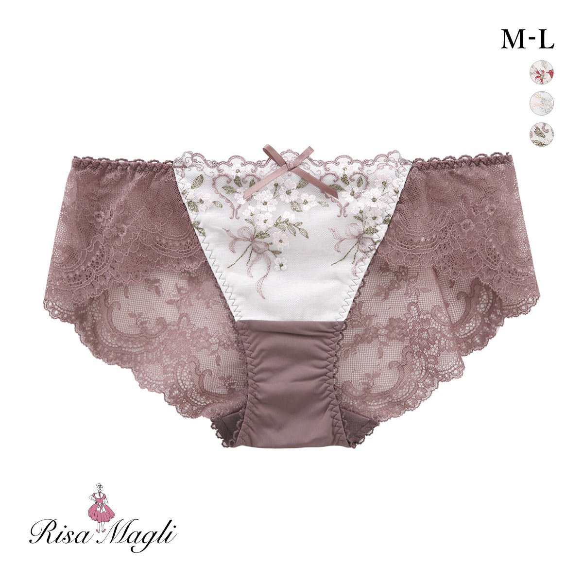 リサマリ リア レースショーツ バックレース Risa Magli(BR-ブラウン-M)