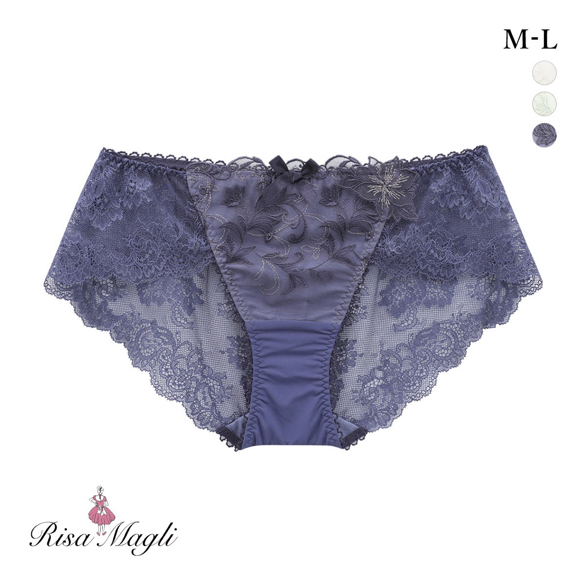リサマリ イリーナ レースショーツ バックレース Risa Magli(NV-ネイビー-M)
