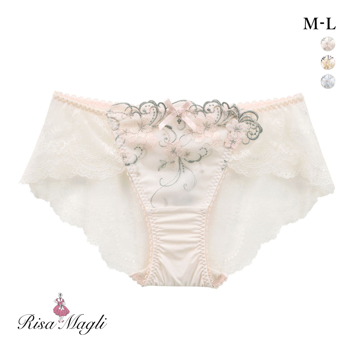 リサマリ アイシャ レースショーツ バックレース Risa Magli(LPI-薄ピンク-M)