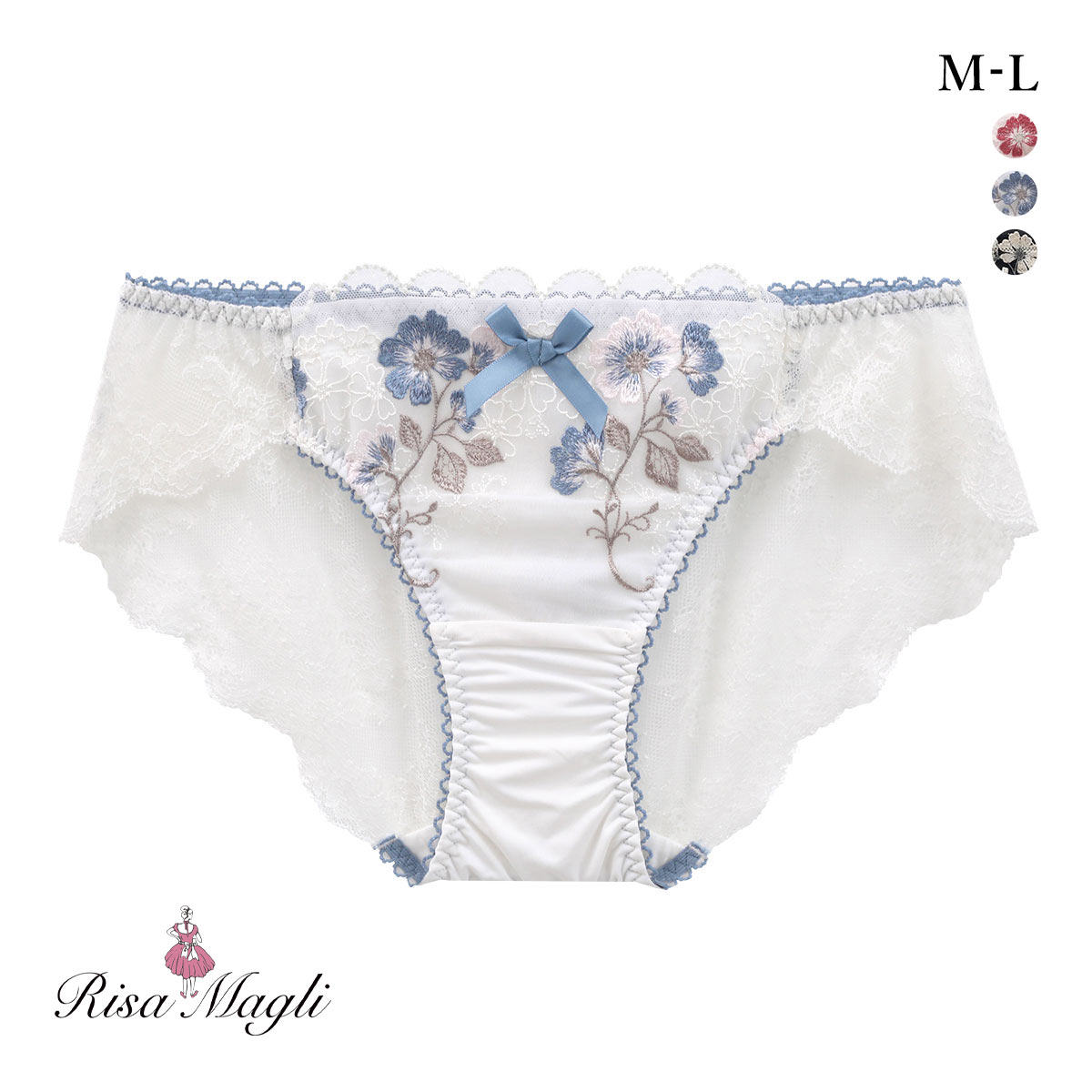 リサマリ プティット レースショーツ ノーマル バックレース Risa Magli(BU-ブルー-M)