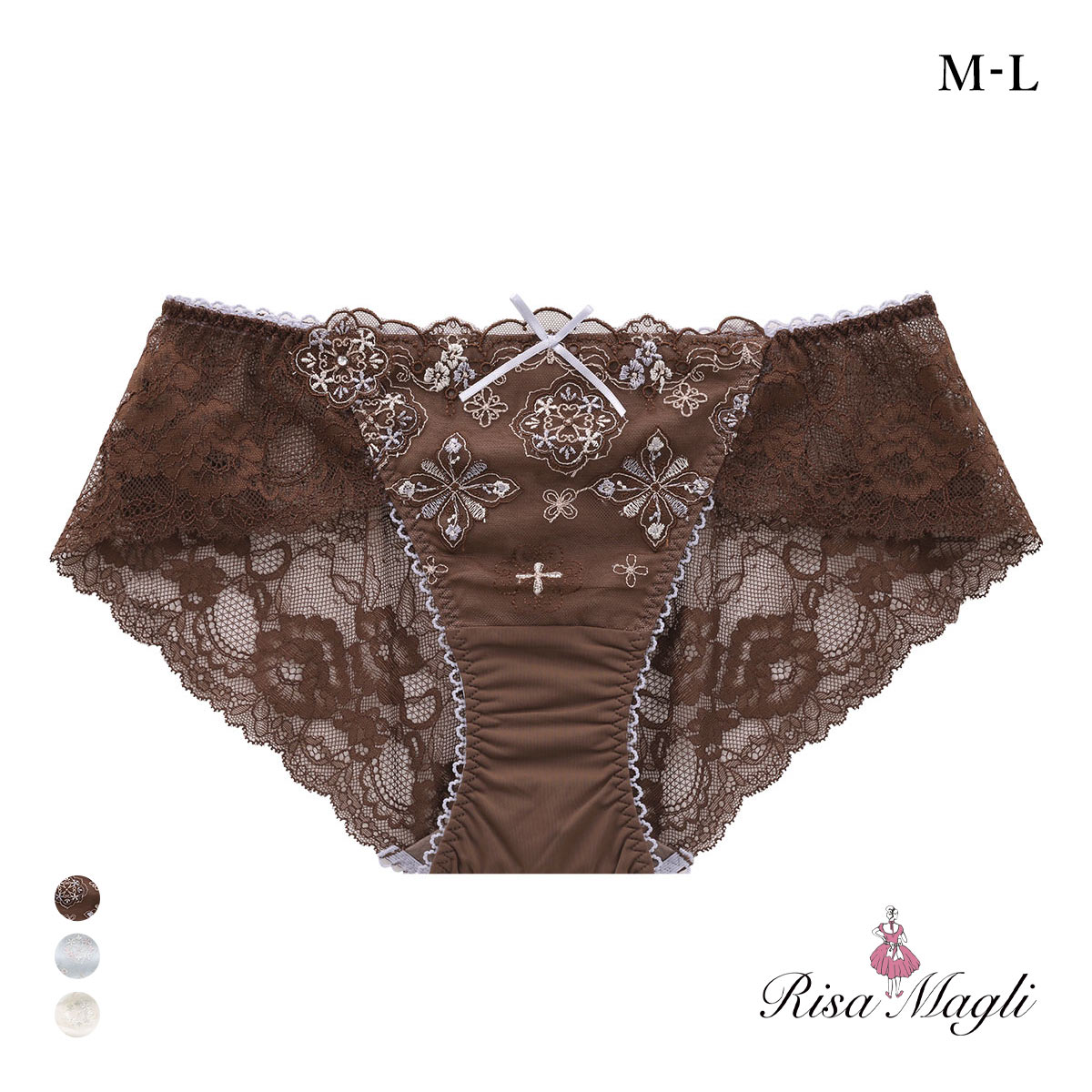 リサマリ キャシー レースショーツ ノーマル バックレース Risa Magli(BR-ブラウン-M)