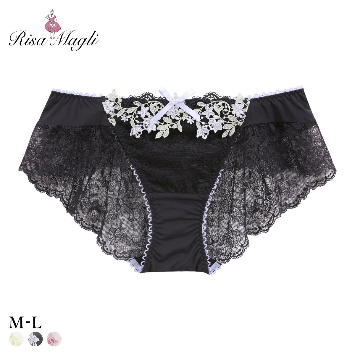 リサマリ ジニー レースショーツ バックレース Risa Magli(BK-ブラック-M)