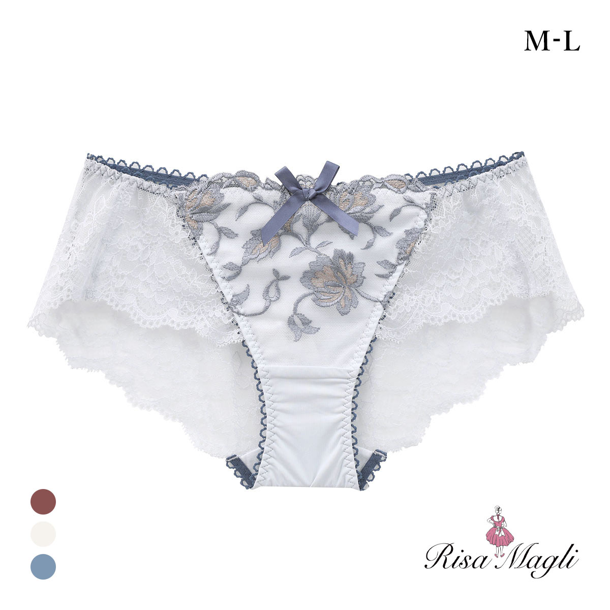 リサマリ エレノア レースショーツ バックレース Risa Magli(BU-ブルー-M)