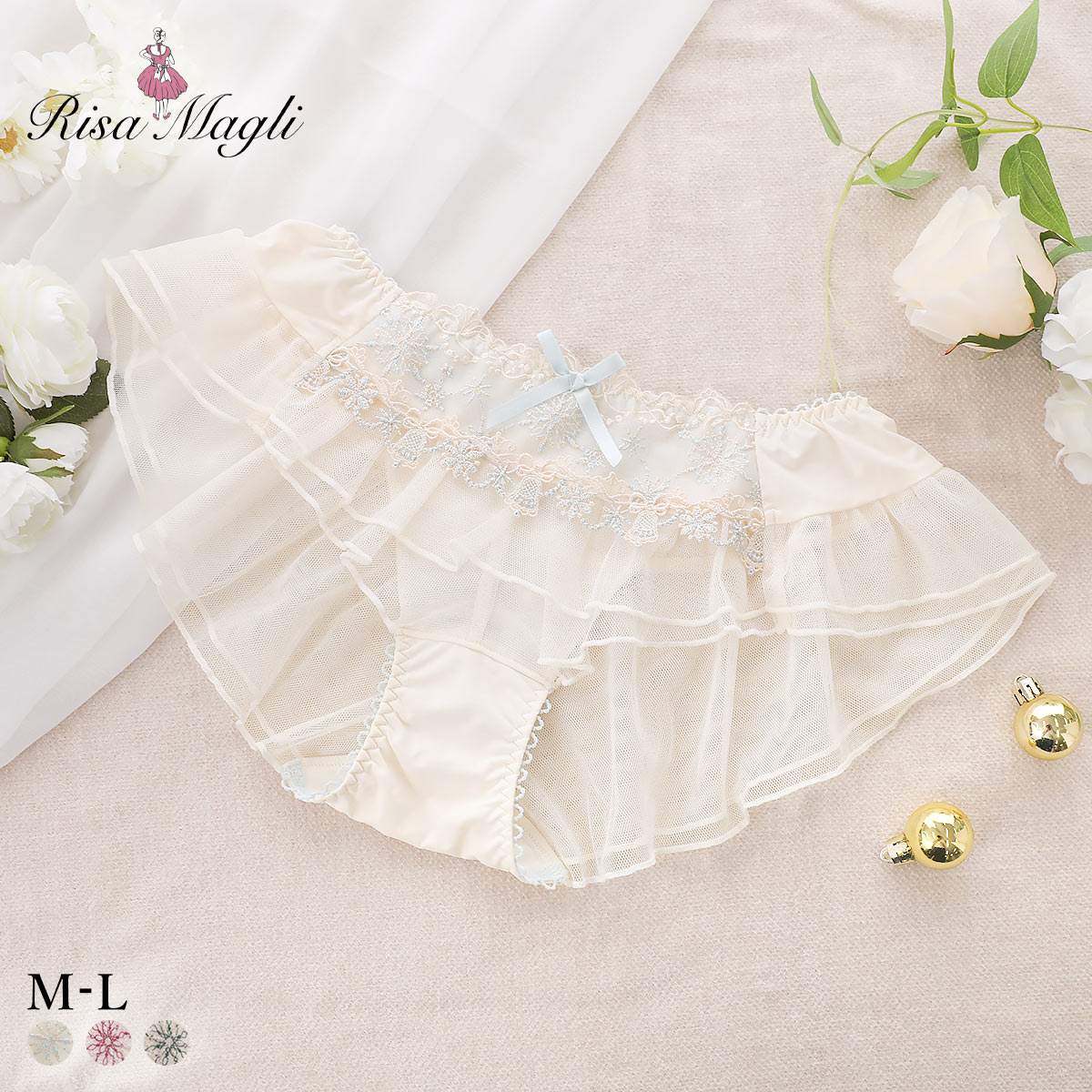 リサマリ ルビー フレアショーツ バックレース Risa Magli(CR-クリーム-M)