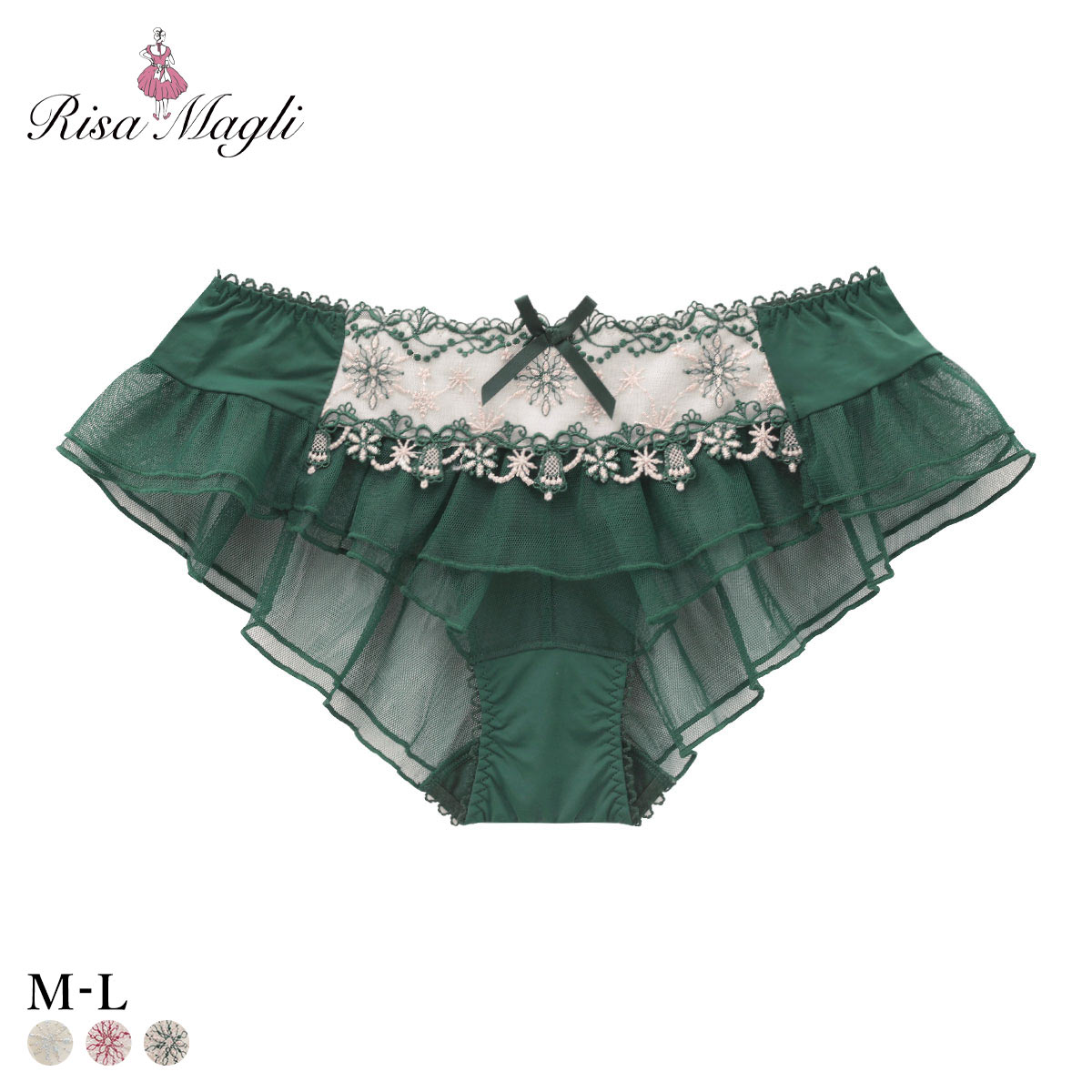 リサマリ ルビー フレアショーツ バックレース Risa Magli(GR-グリーン-M)
