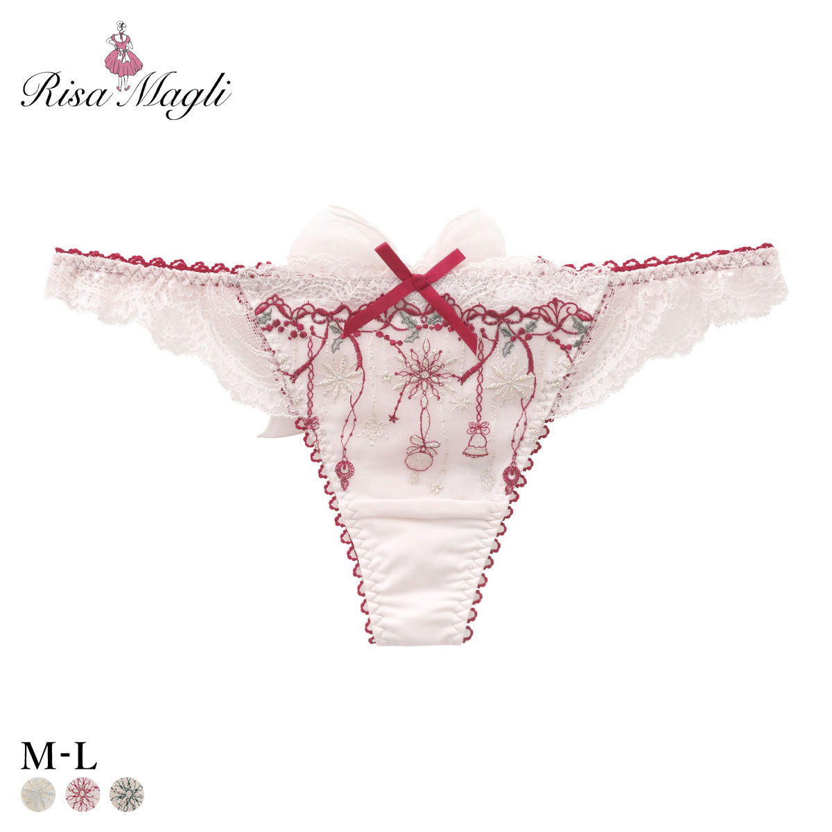 リサマリ ルビー Tバック ショーツ バックレース タンガ ソング ML Risa Magli(RE-レッド-M)