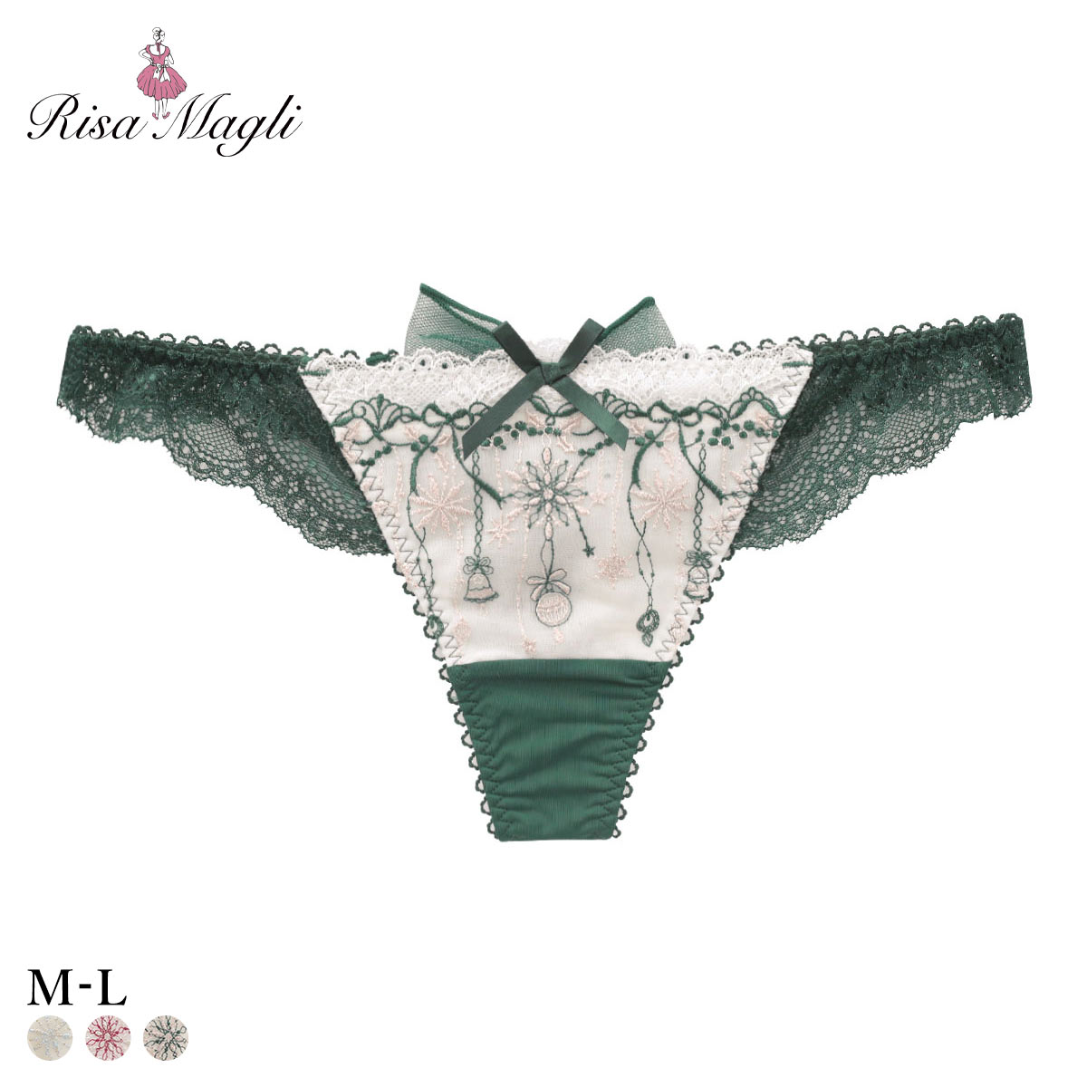 リサマリ ルビー Tバック ショーツ バックレース タンガ ソング ML Risa Magli(GR-グリーン-M)