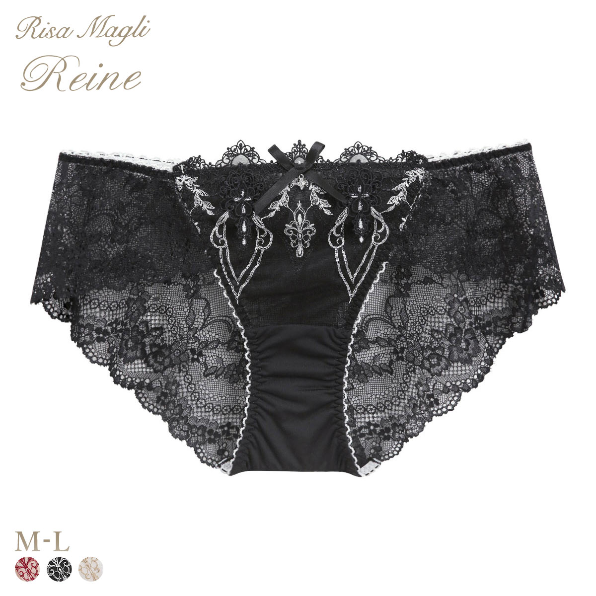 リサマリ レーヌ ジュエリー レースショーツ ノーマル バックレース Risa Magli Reine(BK-ブラック-M)
