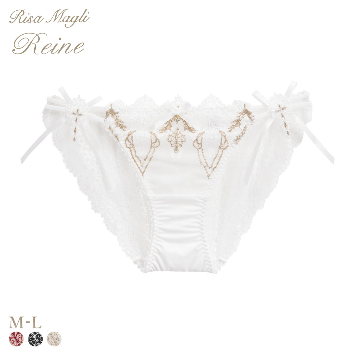 リサマリ レーヌ ジュエリー スペシャルリボンショーツ サイドリボン バックレース Risa Magli Reine(WH-ホワイト-M)