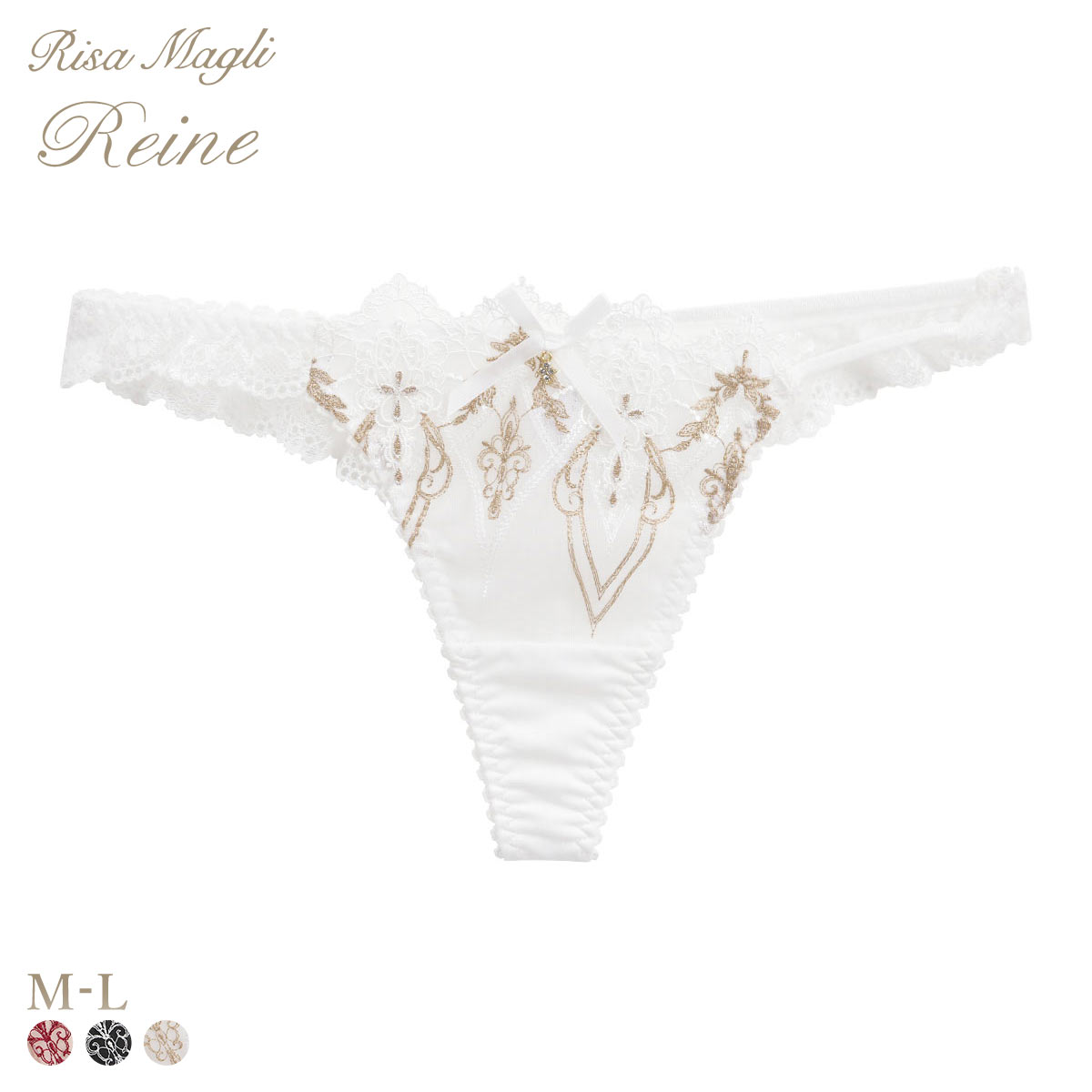 リサマリ レーヌ ジュエリー ショーツ Tバック バックレース タンガ ソング Risa Magli Reine(WH-ホワイト-M)