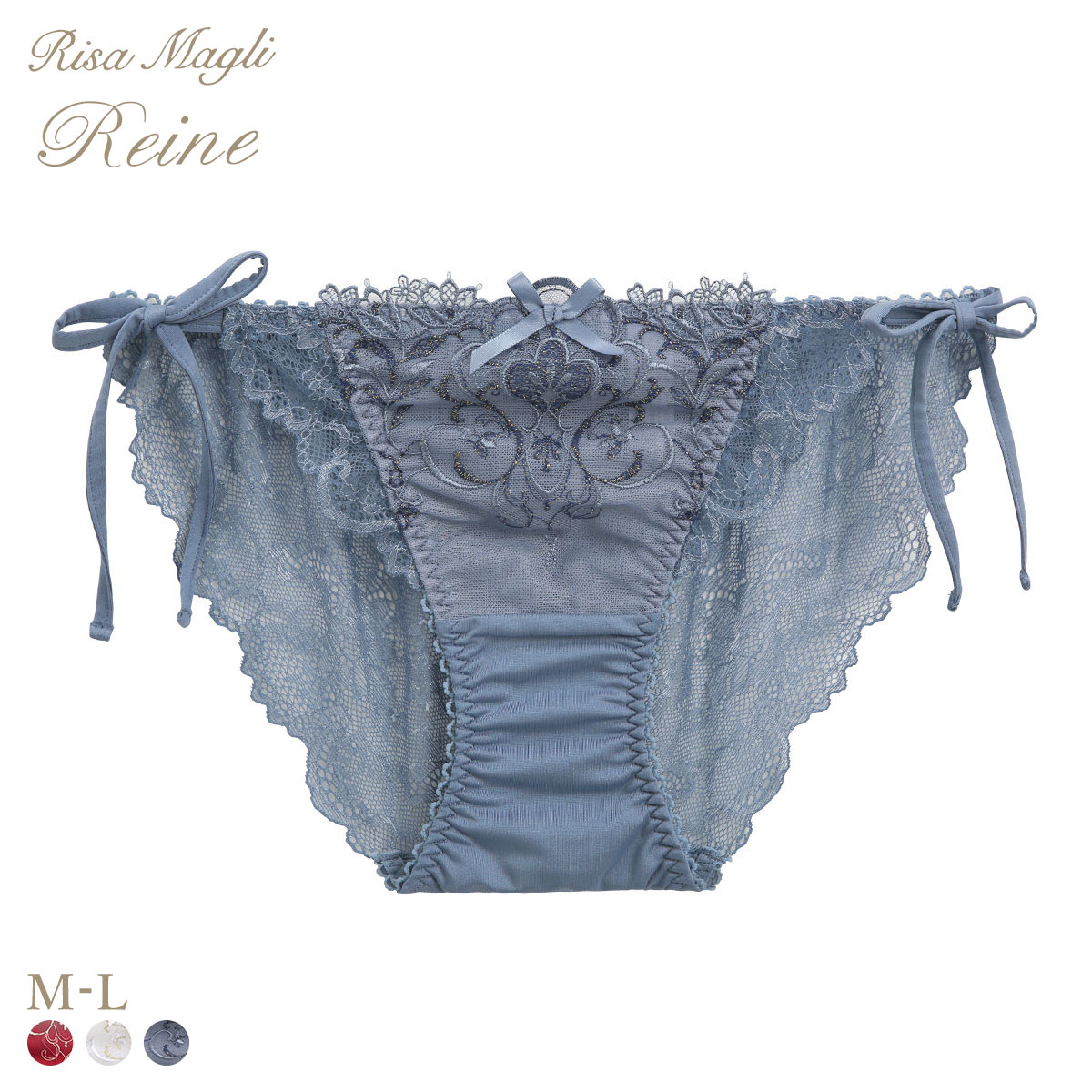 リサマリ レーヌ アリーナ サイドリボンショーツ バックレース Risa Magli Reine(BU-ブルー-M)