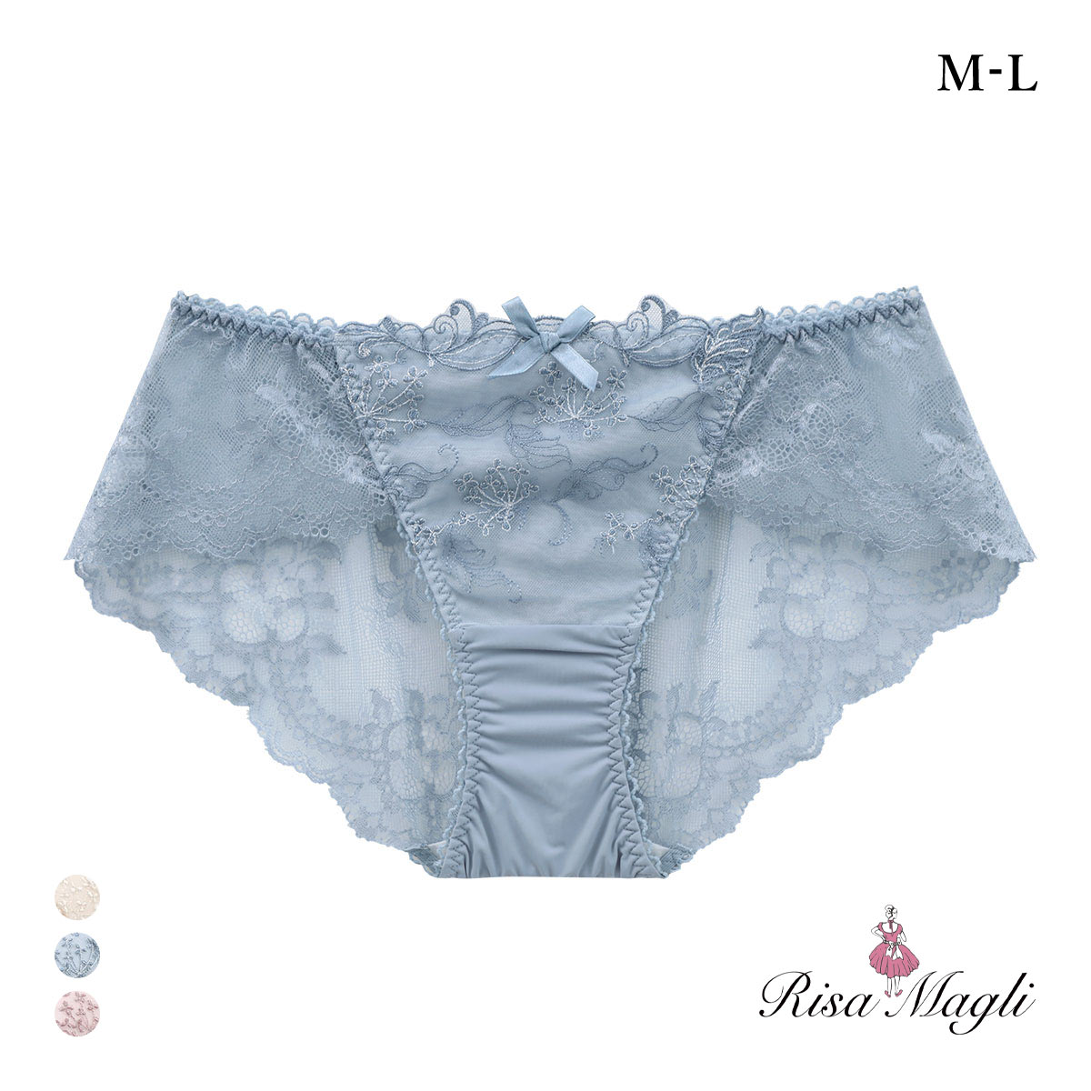 リサマリ ナンシー レースショーツ バックレース Risa Magli(BU-ブルー-M)