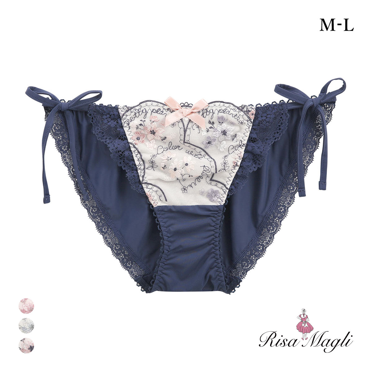 リサマリ フェリーチェ リボンショーツ サイド紐 サイドリボン Risa Magli(NV-ネイビー-M)