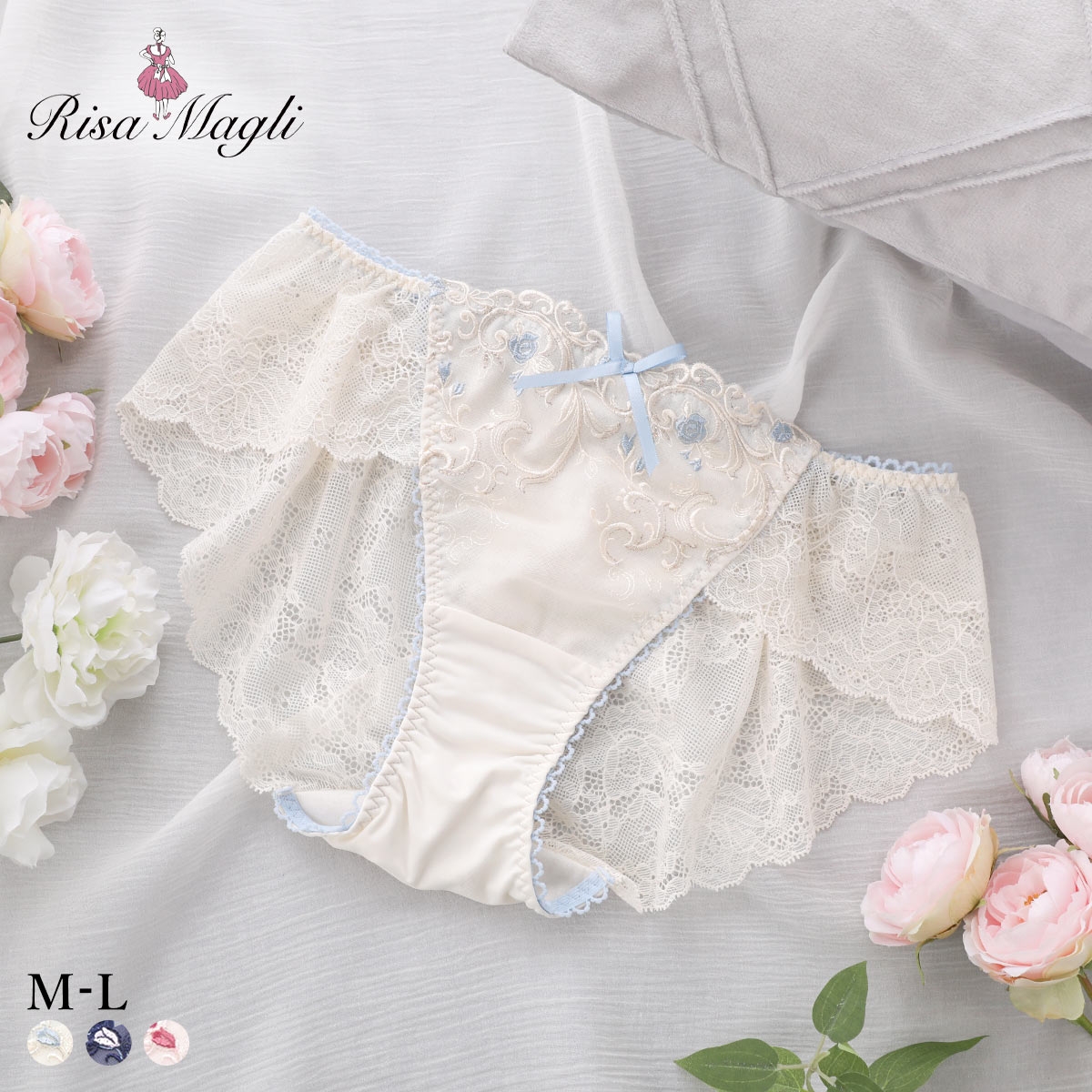 リサマリ シュテファニ レースショーツ バックレース Risa Magli(CR-クリーム-M)