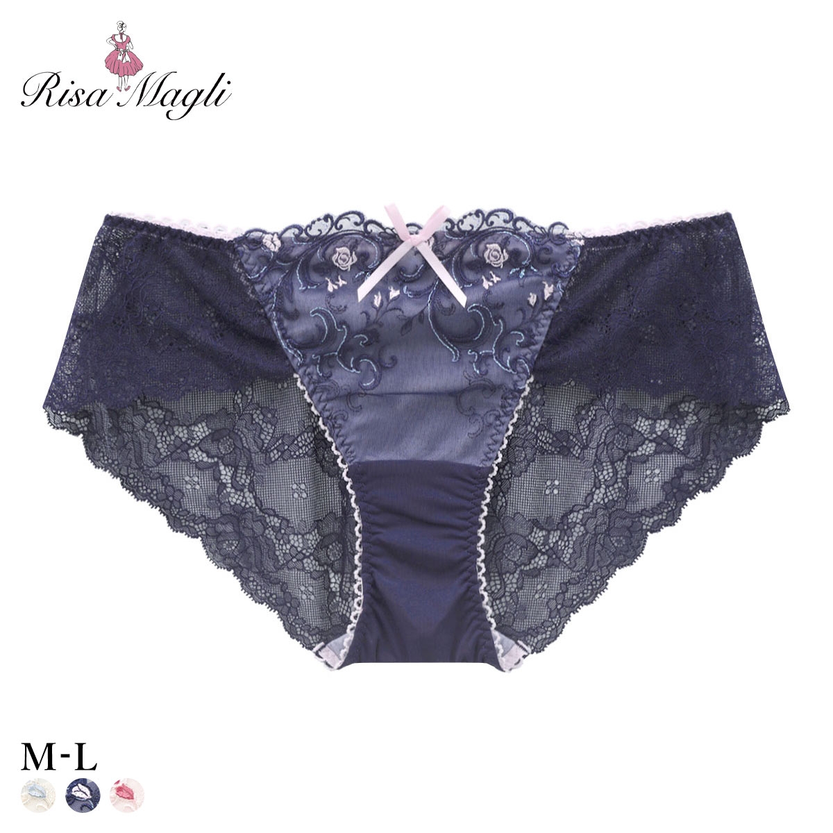 リサマリ シュテファニ レースショーツ バックレース Risa Magli(NV-ネイビー-M)