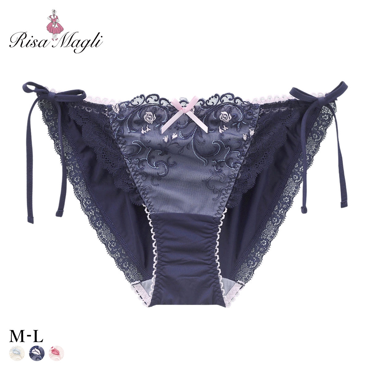 リサマリ シュテファニ サイドリボンショーツ サイドひも Risa Magli(NV-ネイビー-M)